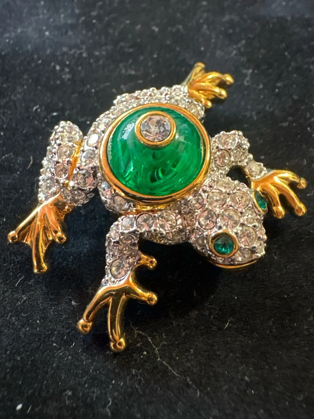SIGNED SWAROVSKI PAVE/ CRYSTAL FROG PIN ~BROOCH RETIRED RARE